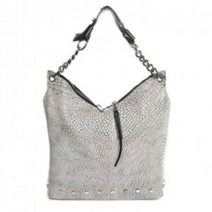 Jimmy Choo Textured Silver Shoulder Hobo with Chain Strap